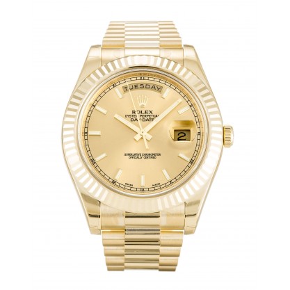 Champagne Dials Rolex Day-Date II 218238 Fake Watches With 41 MM Gold Cases For Men