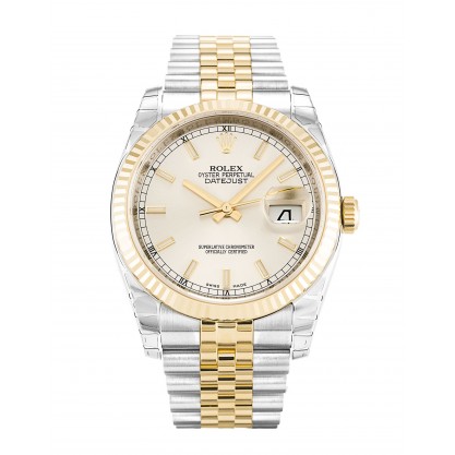 Silver Dials Rolex Datejust 116233 Replica Watches With 36 MM Steel & Gold Cases 